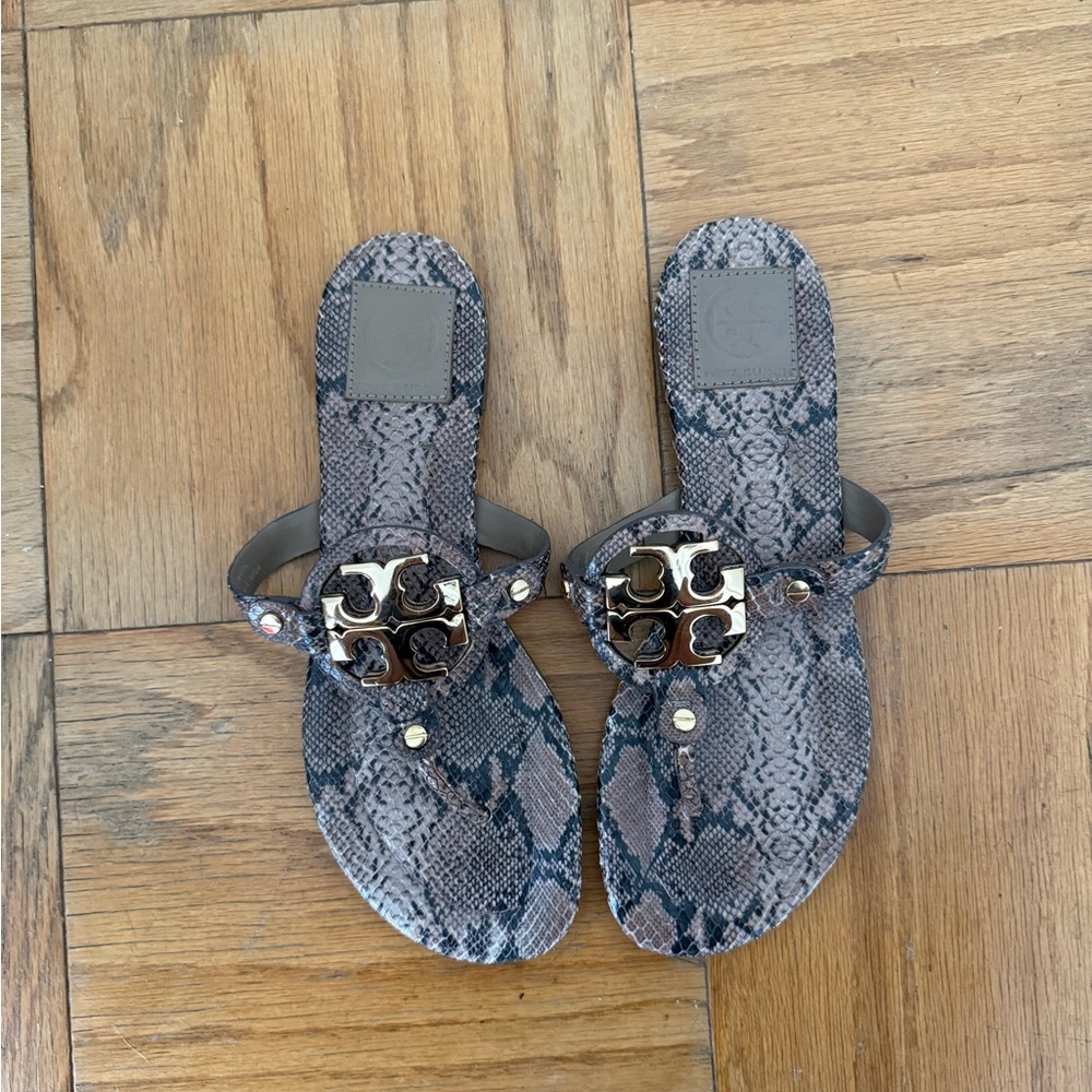 Tory Burch Brown Snakeskin Sandals